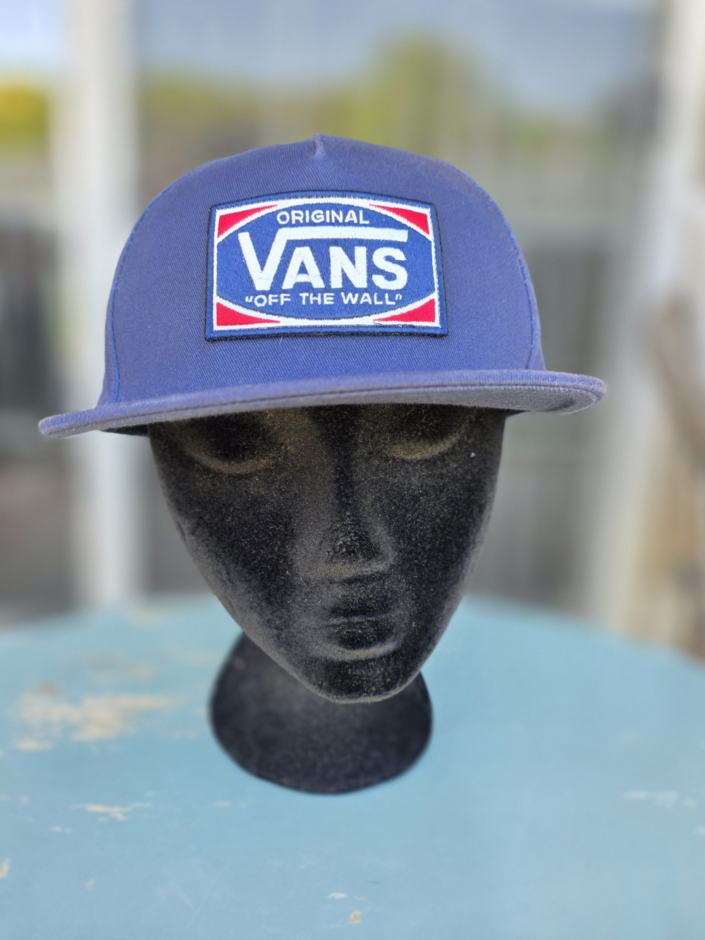 Vans Original Off The Wall Snapback Hat Navy Blue Flat Bill OSFA